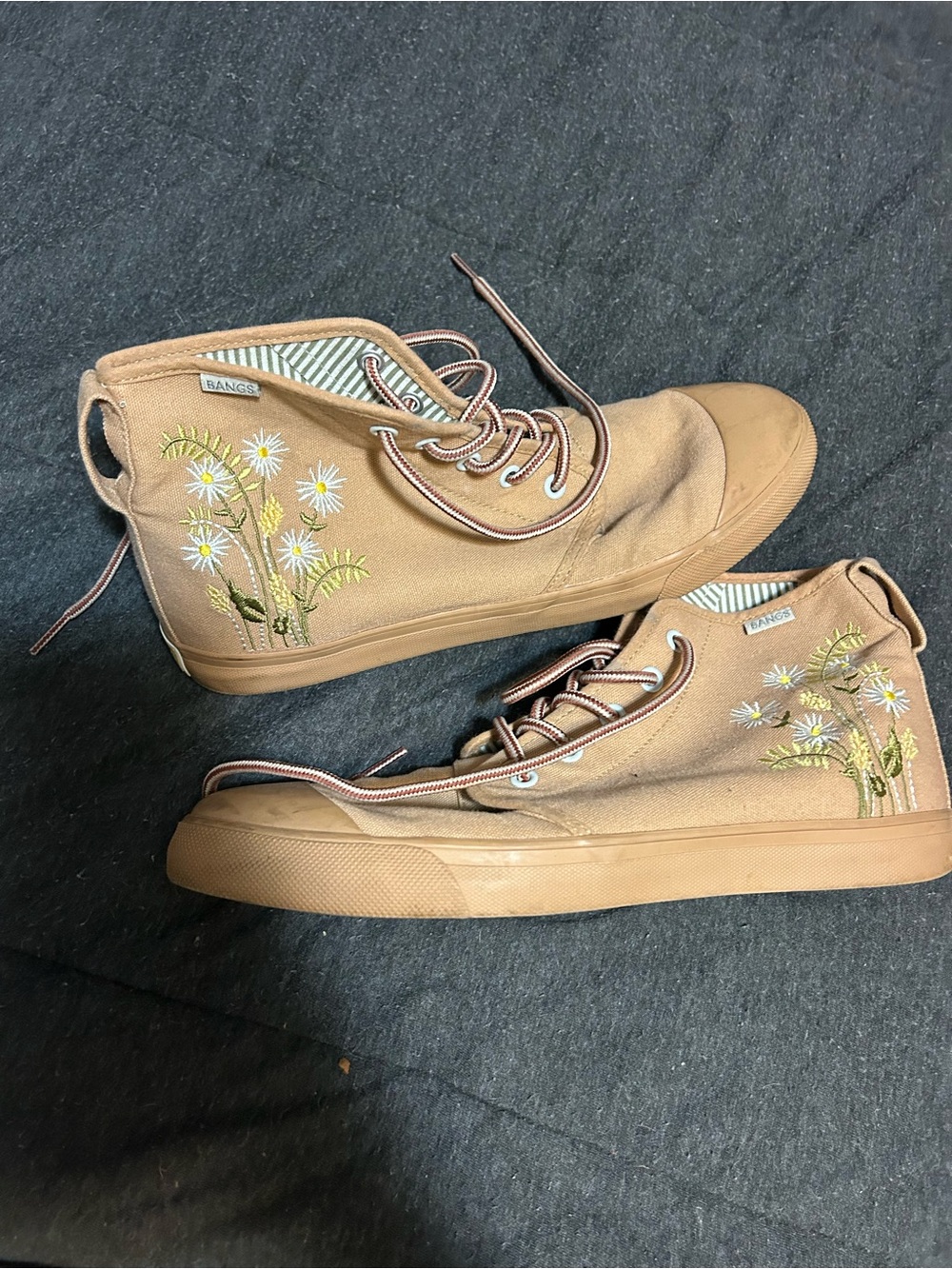 BANGS embroidered high top canvas sneaker